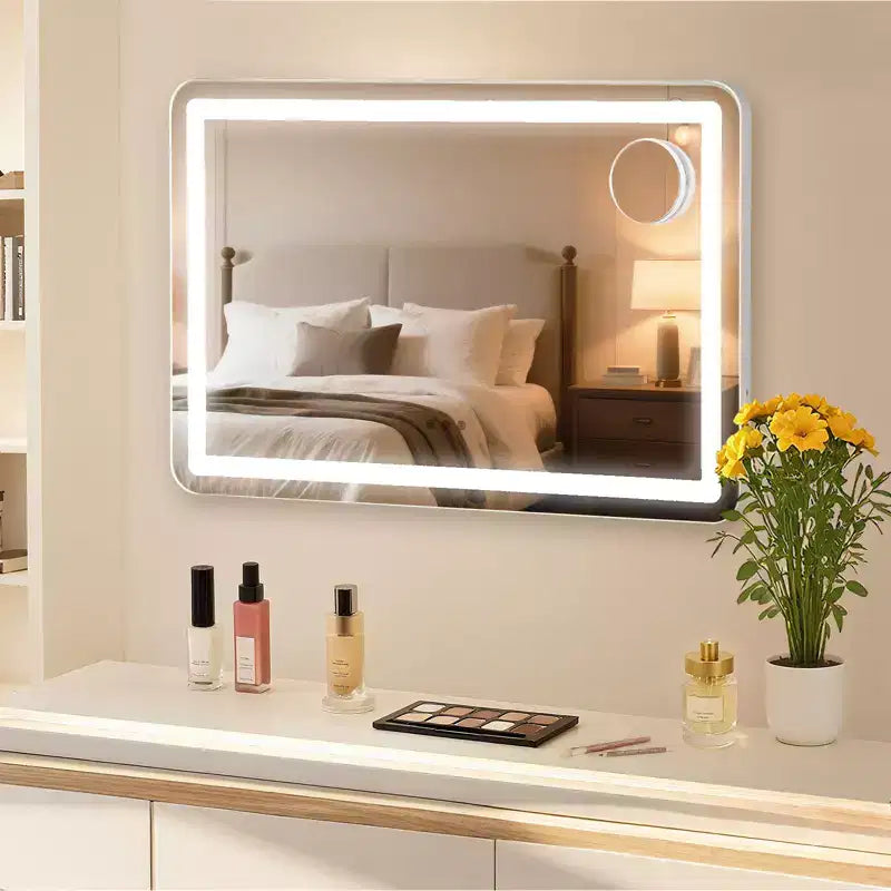 Specchio Trucco LED con Luci, Ingrandimento 10X, 3 Modalità di Colore Dimmerabili, Controllo Touch