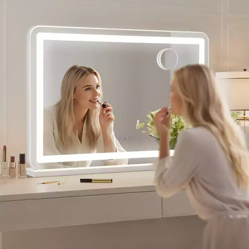 Specchio Trucco LED con Luci, Ingrandimento 10X, 3 Modalità di Colore Dimmerabili, Controllo Touch