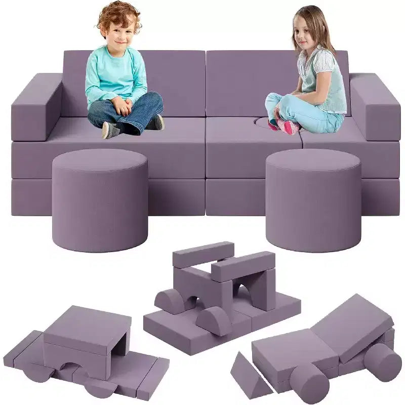 13-Piece Modular Play Couch - Convertible Toddler Sofa Set with Washable Soft Covers - Foam Floor Chair for Playroom, Living Room, or Bedroom
