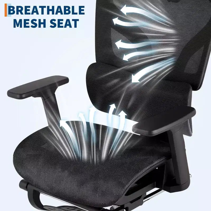 3Rd Gen Ergonomic High Back Mesh Office Chair with Footrest, 4d Adjustable Armrests & Dynamic Lumbar Support for Home Office
