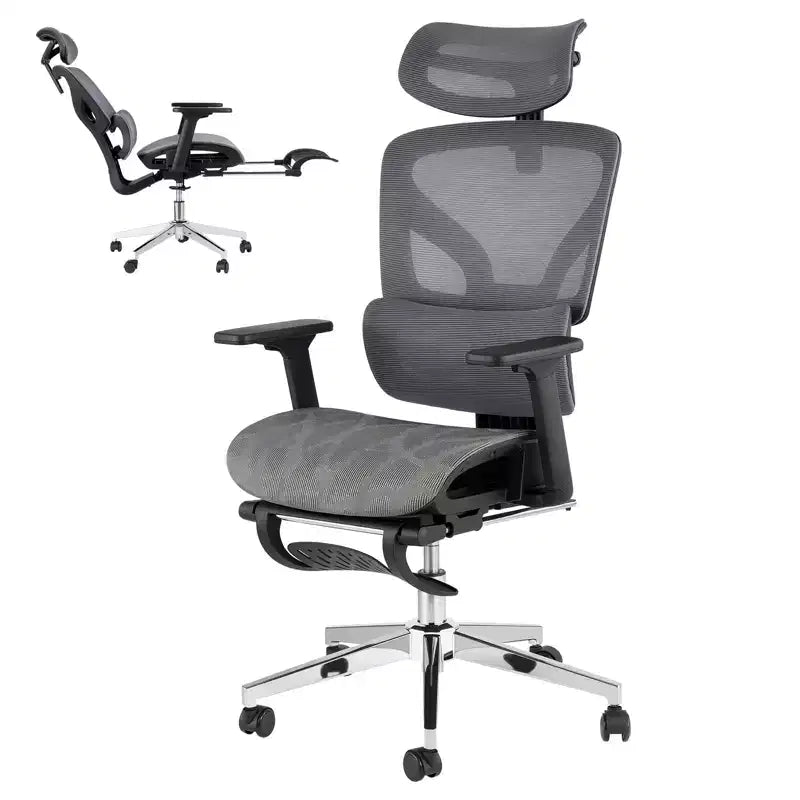 3Rd Gen Ergonomic High Back Mesh Office Chair with Footrest, 4d Adjustable Armrests & Dynamic Lumbar Support for Home Office
