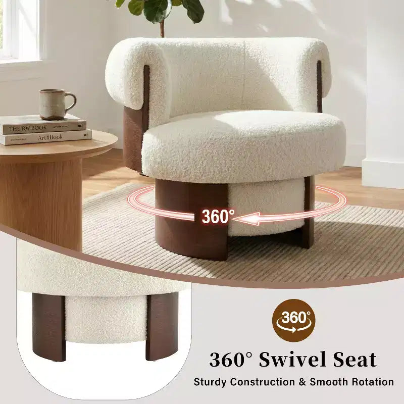 360 Swivel Accent Chair Barrel Chair Single Sofa Chair Upholstered Club Chair Lounge Armchair - ModernLuxe