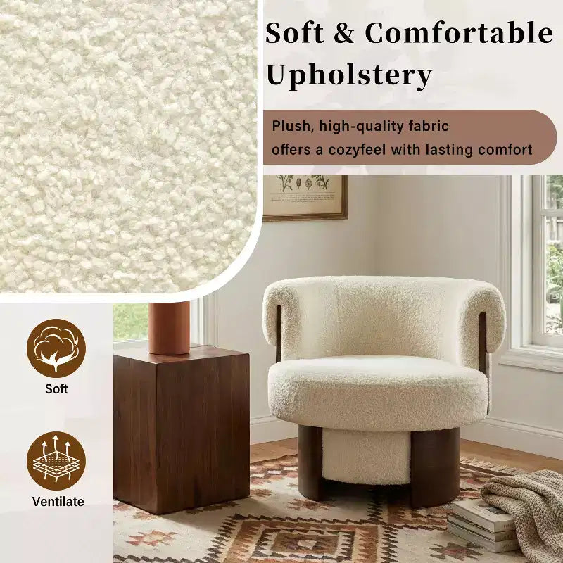360 Swivel Accent Chair Barrel Chair Single Sofa Chair Upholstered Club Chair Lounge Armchair - ModernLuxe