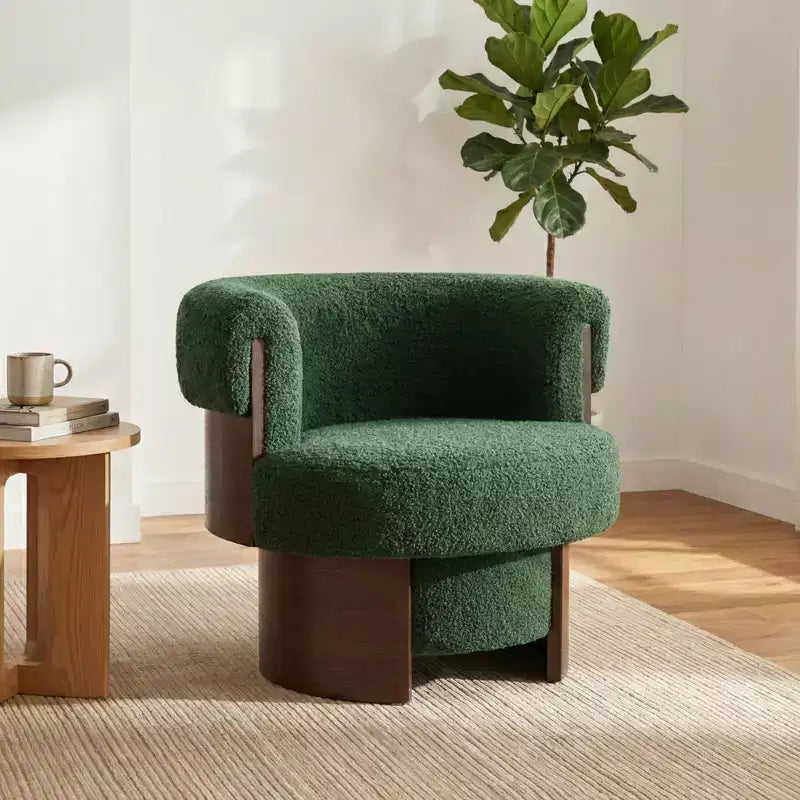 Fauteuil pivotant à 360°, fauteuil baril, fauteuil simple, fauteuil de club rembourré, fauteuil de salon - ModernLuxe