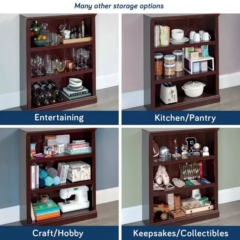 HomeStock 3 Shelf Bookcase - Select Collection, Adjustable Shelves, Living Room Storage