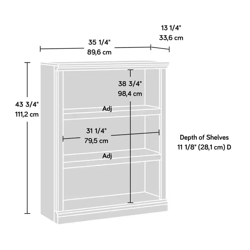 HomeStock 3 Shelf Bookcase - Select Collection, Adjustable Shelves, Living Room Storage