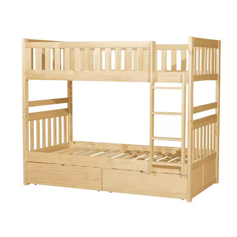 GDFStudio Carter Modern Wood Twin Over Twin Bunk Bed with Storage Drawers