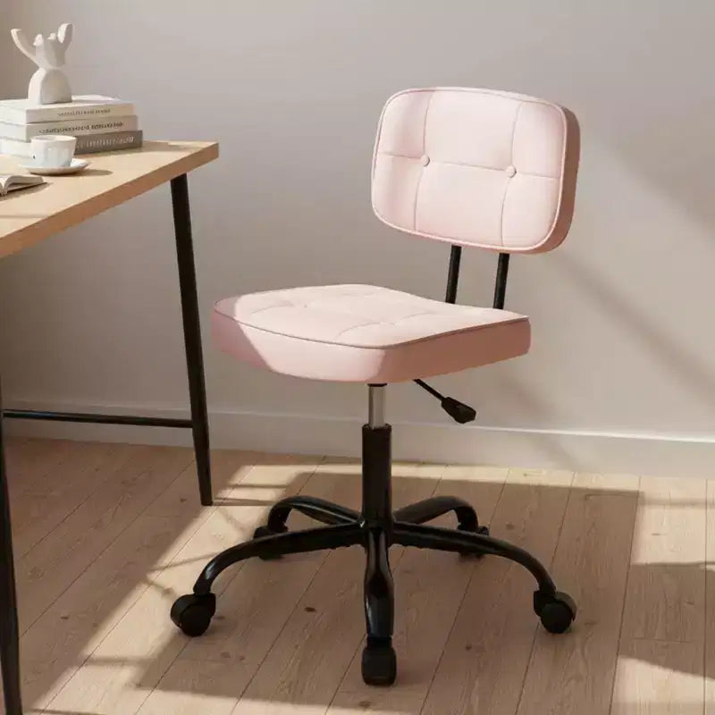 JIONJOY Ergonomic Armless Office Chair, PU Leather Desk Chair with Thickened Cushion, Rolling Chair for Small Spaces, Dorms & Home Office