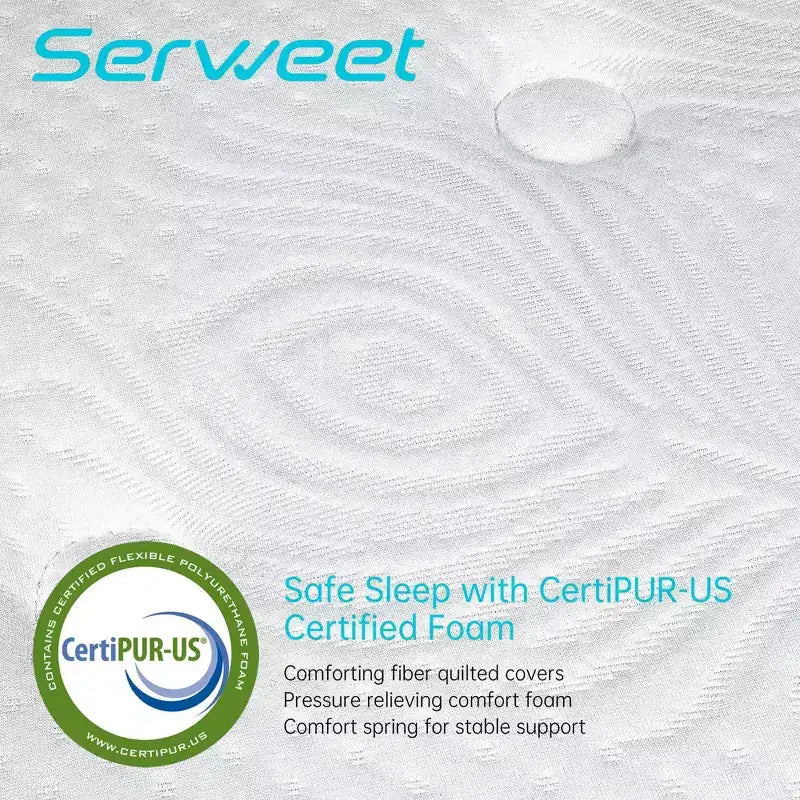 Serweet 14 inch Breathable Hybrid Mattress - Compatible with Platform Bed, Box Spring, or Slat Base