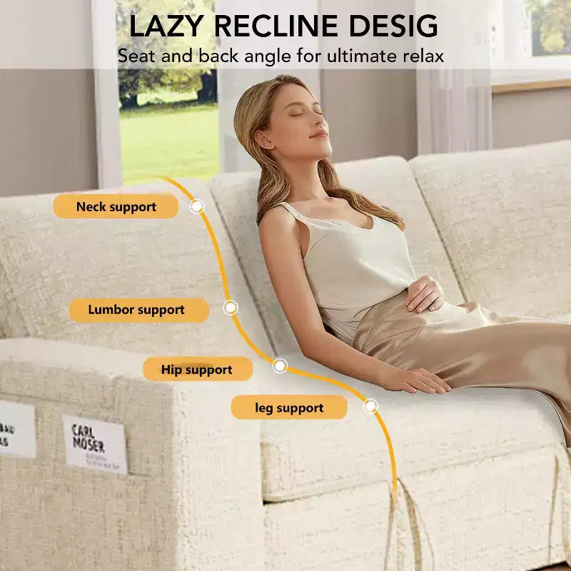 Dyonery 82 Sleeper Sofa Bed, 3-in-1 L-Shaped Reclining Couch with Reversible Storage Chaise, Tool-Free Assembly