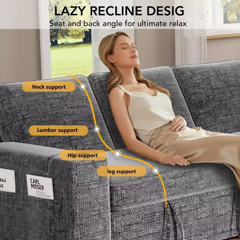 Dyonery 82 Sleeper Sofa Bed, 3-in-1 L-Shaped Reclining Couch with Reversible Storage Chaise, Tool-Free Assembly