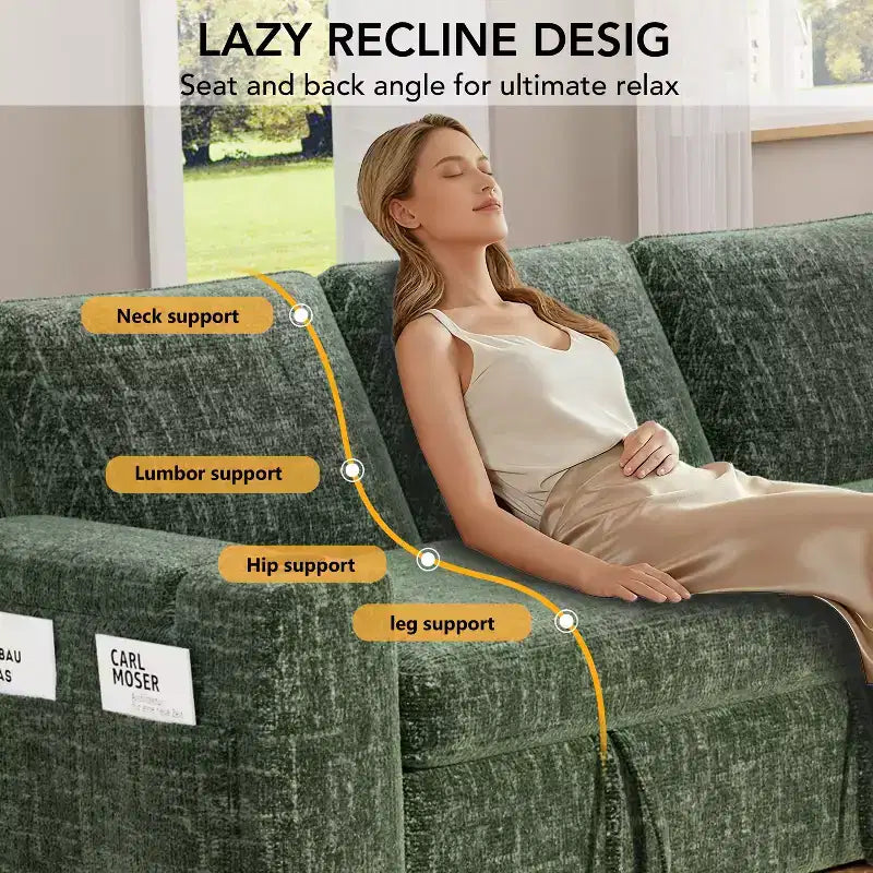 Dyonery 82 Sleeper Sofa Bed, 3-in-1 L-Shaped Reclining Couch with Reversible Storage Chaise, Tool-Free Assembly