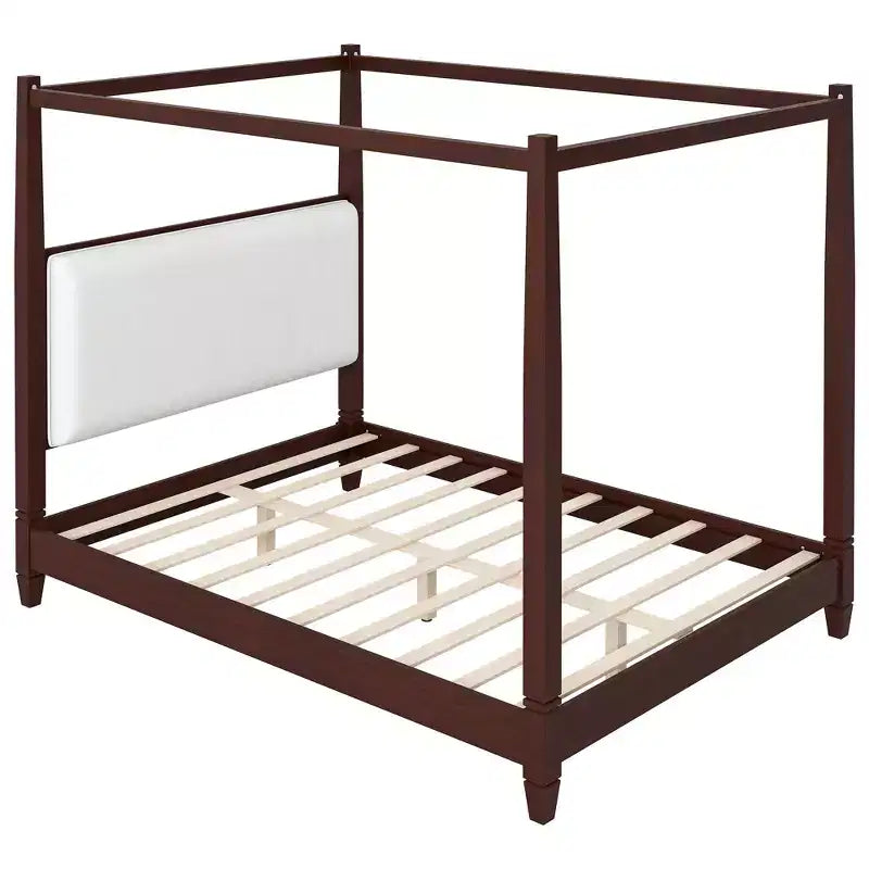Letto a piattaforma moderno con baldacchino e testiera imbottita