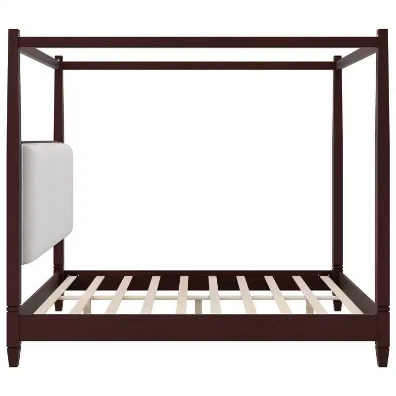 Letto a piattaforma moderno con baldacchino e testiera imbottita