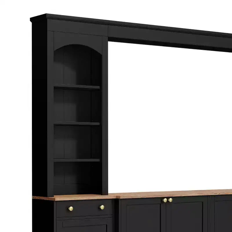 Meuble mural de salon ModernLuxe Farmhouse arqué, convient aux téléviseurs jusqu'à 70 pouces, grand meuble TV avec tiroirs et étagères