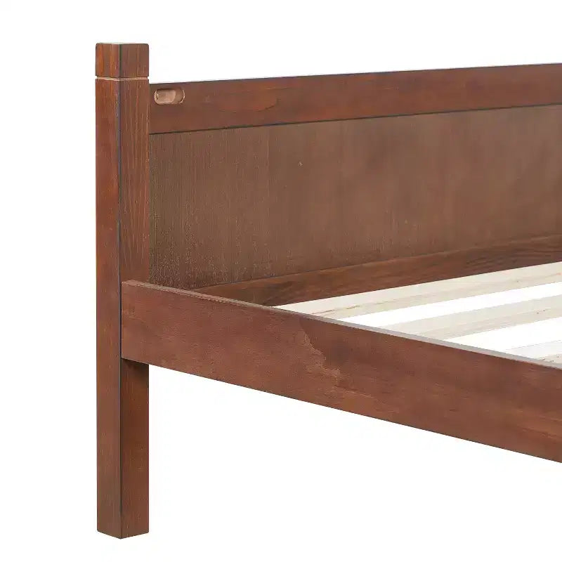 Letto Queen Size con testiera e pediera a pannelli piatti – Finitura Noce Scuro