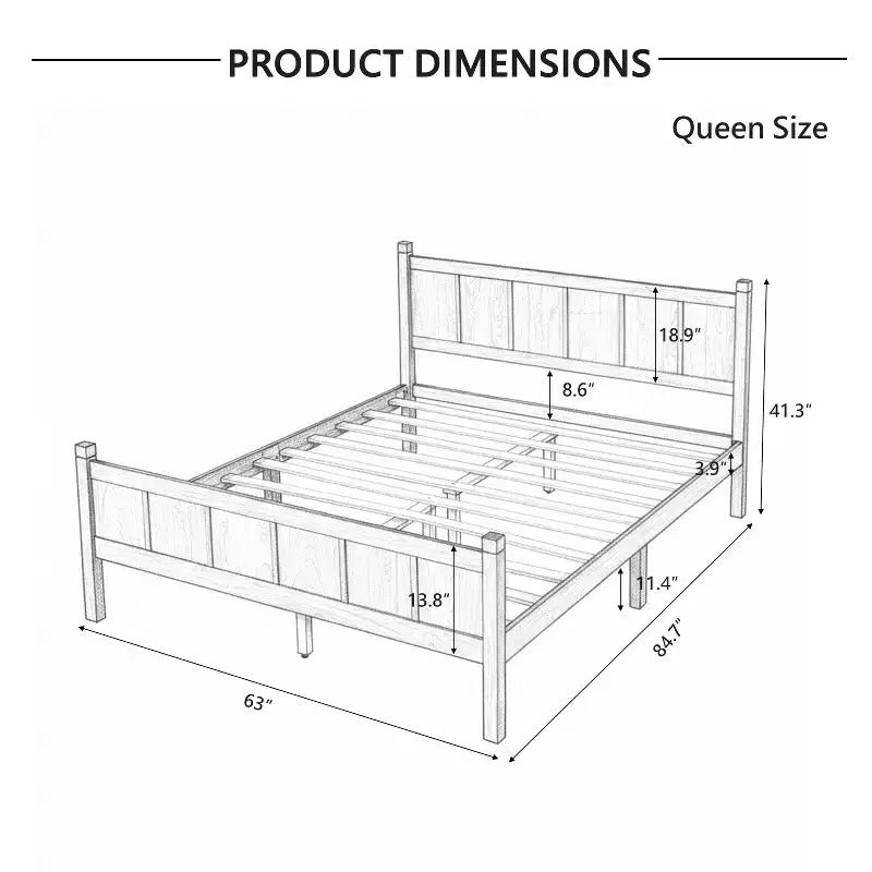 Letto Queen Size con testiera e pediera a pannelli piatti – Finitura Noce Scuro