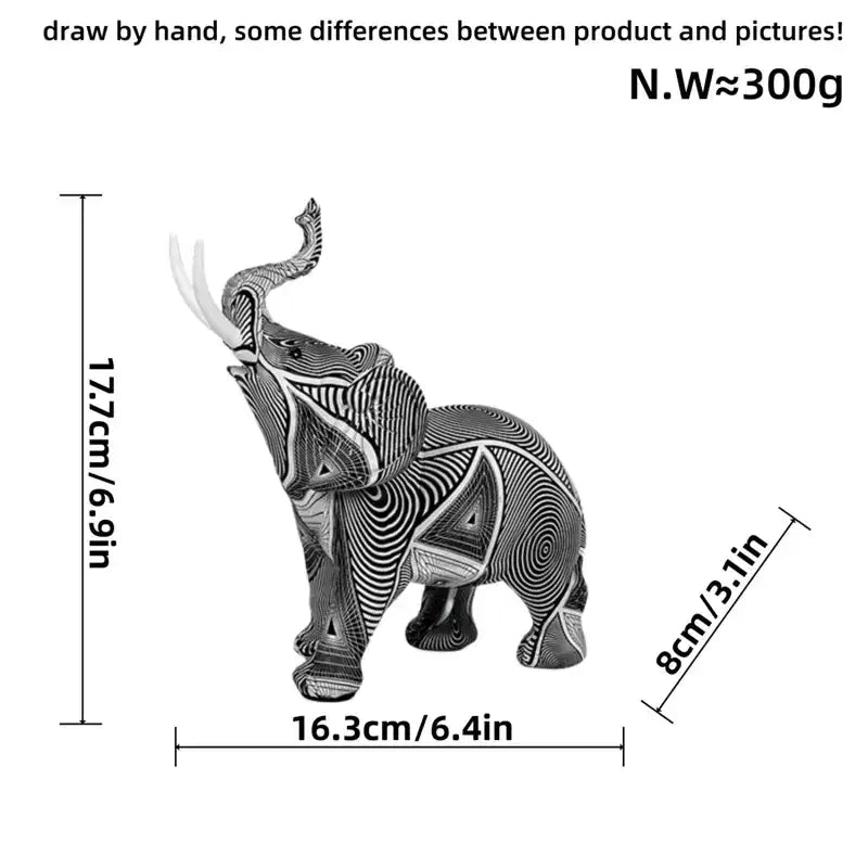 Statuetta di elefante in resina colorata - Decorazione domestica con stampa a trasferimento d'acqua