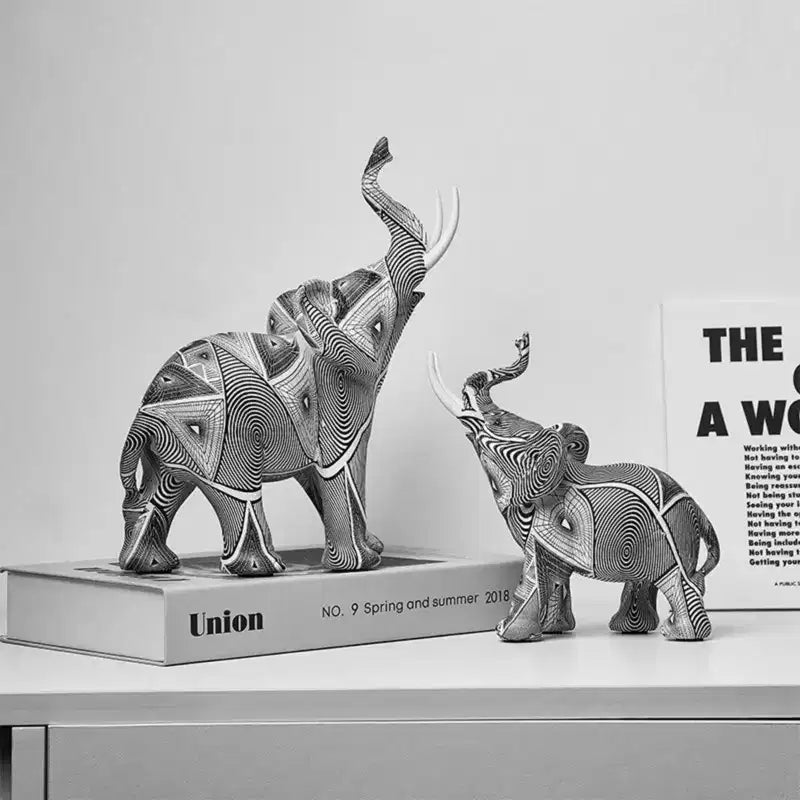 Statuetta di elefante in resina colorata - Decorazione domestica con stampa a trasferimento d'acqua