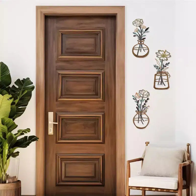 Decorazioni da parete in metallo rustico con fiori - Decorazioni da parete in stile rustico per camera da letto, soggiorno e altro ancora