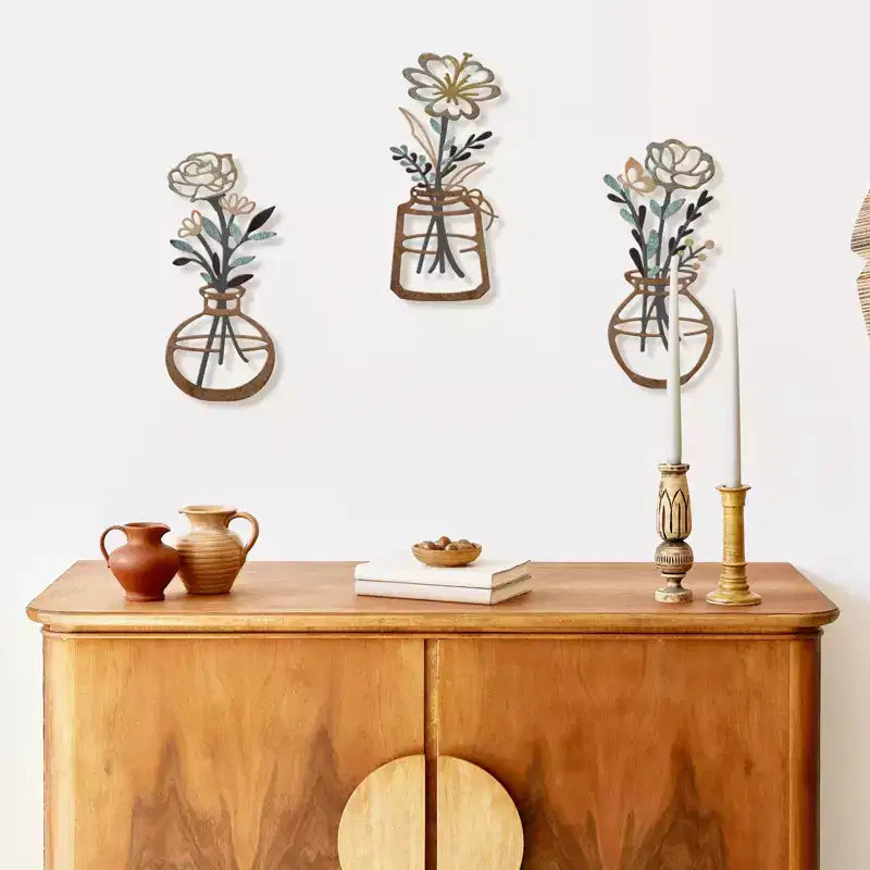 Decorazioni da parete in metallo rustico con fiori - Decorazioni da parete in stile rustico per camera da letto, soggiorno e altro ancora