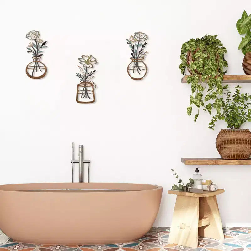 Decorazioni da parete in metallo rustico con fiori - Decorazioni da parete in stile rustico per camera da letto, soggiorno e altro ancora