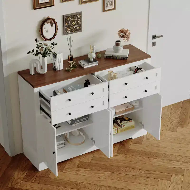 Credenza a Buffet da 55 Pollici con 4 Ante e 4 Cassetti