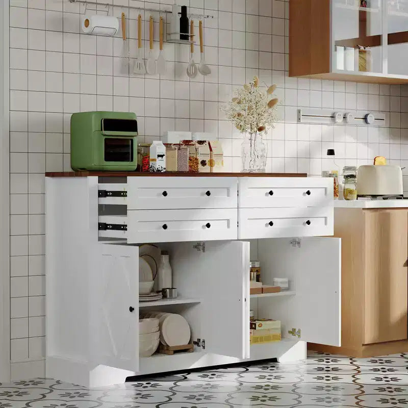 Credenza a Buffet da 55 Pollici con 4 Ante e 4 Cassetti