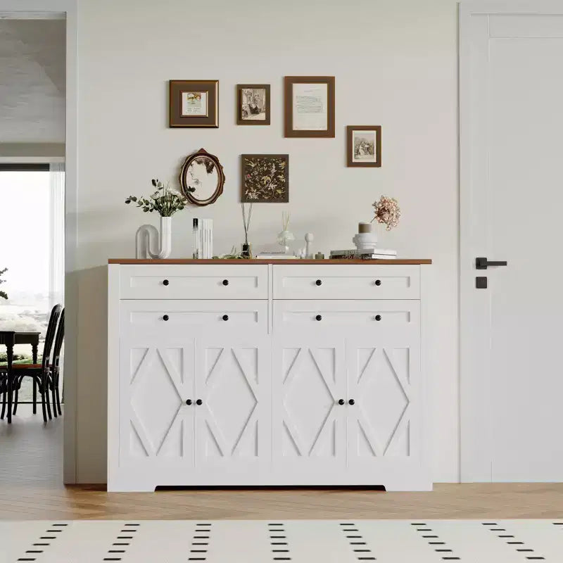 Credenza a Buffet da 55 Pollici con 4 Ante e 4 Cassetti