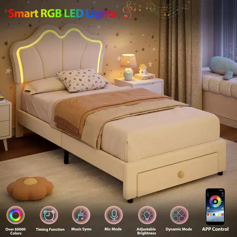 Giroletto imbottito a LED con cassetti portaoggetti per bambini
