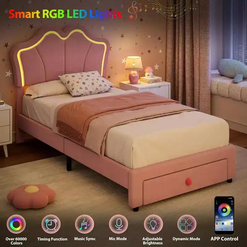 Giroletto imbottito a LED con cassetti portaoggetti per bambini