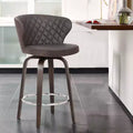 Sgabello da Bar Girevole Rotondo in Similpelle da 26" con Schienale Basso - Marrone