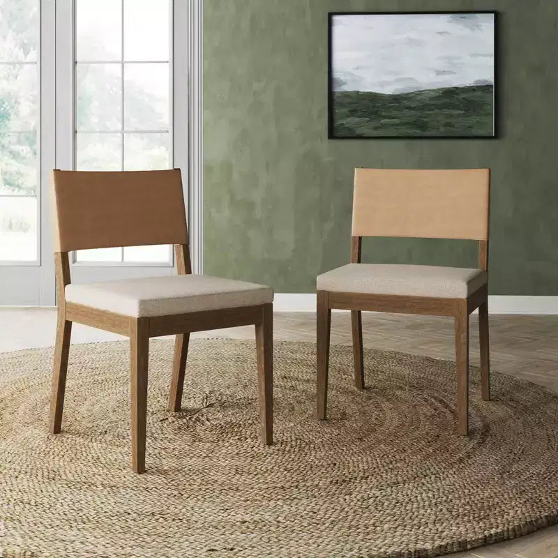 Nathan James Lot de 2 chaises de salle à manger Linus en similicuir marron
