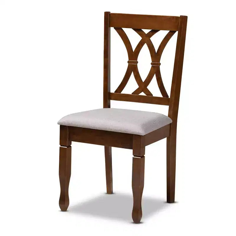 Lot de 4 chaises de salle à manger Augustine en tissu – Baxton Studio : Structure en noyer marron, rembourrage en mousse