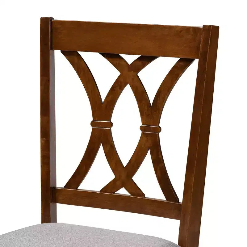 Lot de 4 chaises de salle à manger Augustine en tissu – Baxton Studio : Structure en noyer marron, rembourrage en mousse