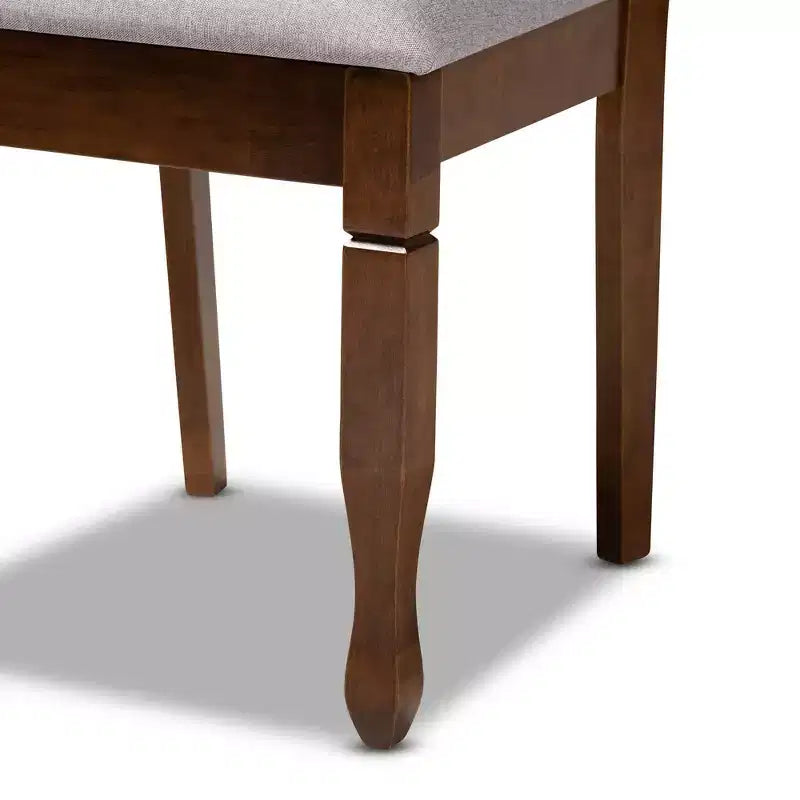 Lot de 4 chaises de salle à manger Augustine en tissu – Baxton Studio : Structure en noyer marron, rembourrage en mousse