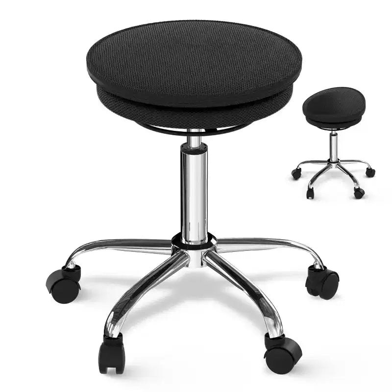 Wobble Stool Air Adjustable Office Chair Black - Uncaged Ergonomics: Rolling Balance, Core Engagement, Polyester Upholstery, Steel Frame