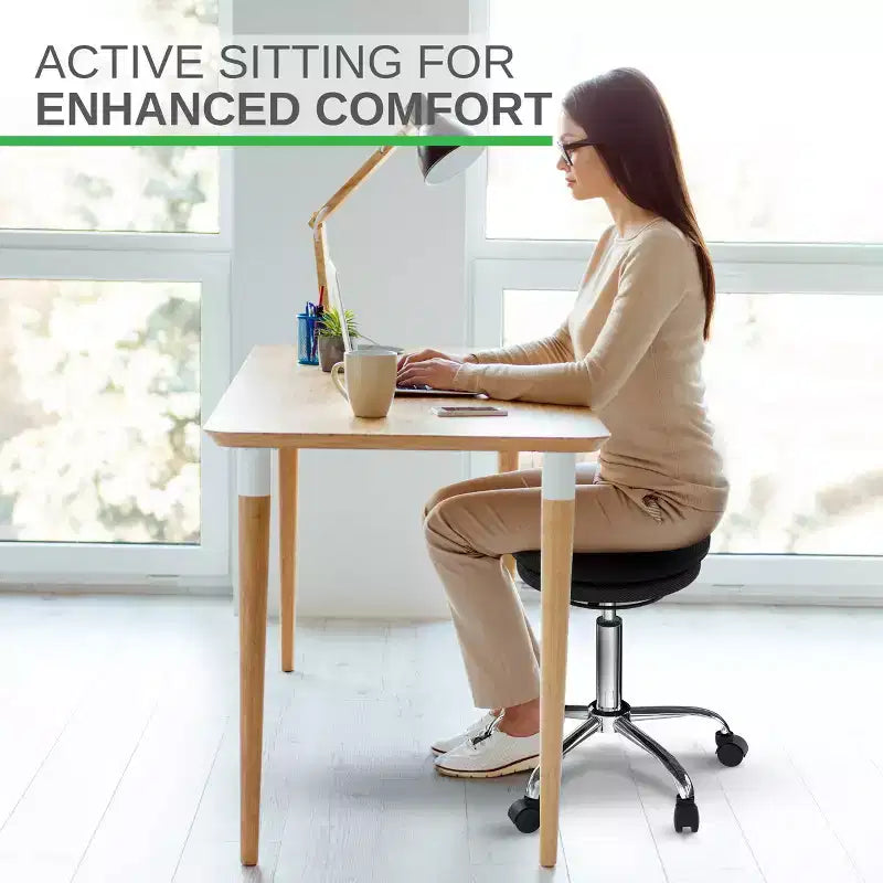 Sgabello ergonomico con rotelle e altezza regolabile – Senza braccioli, sedile imbottito, telaio in acciaio