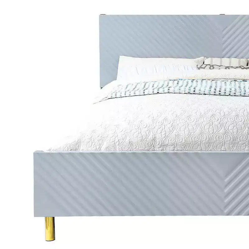 Lit Queen Gaines gris au fini très lustré Acme Furniture