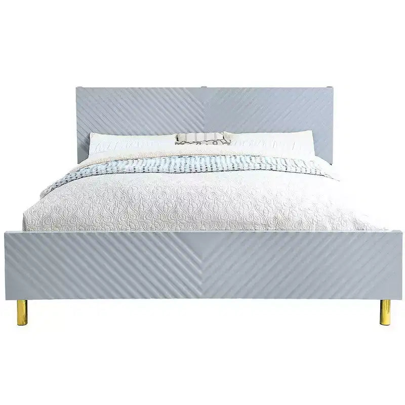Lit Queen Gaines gris au fini très lustré Acme Furniture