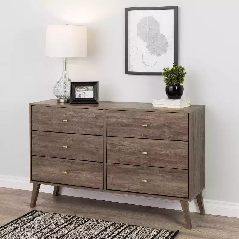Commode 6 tiroirs Mid Century Modern - Prepac