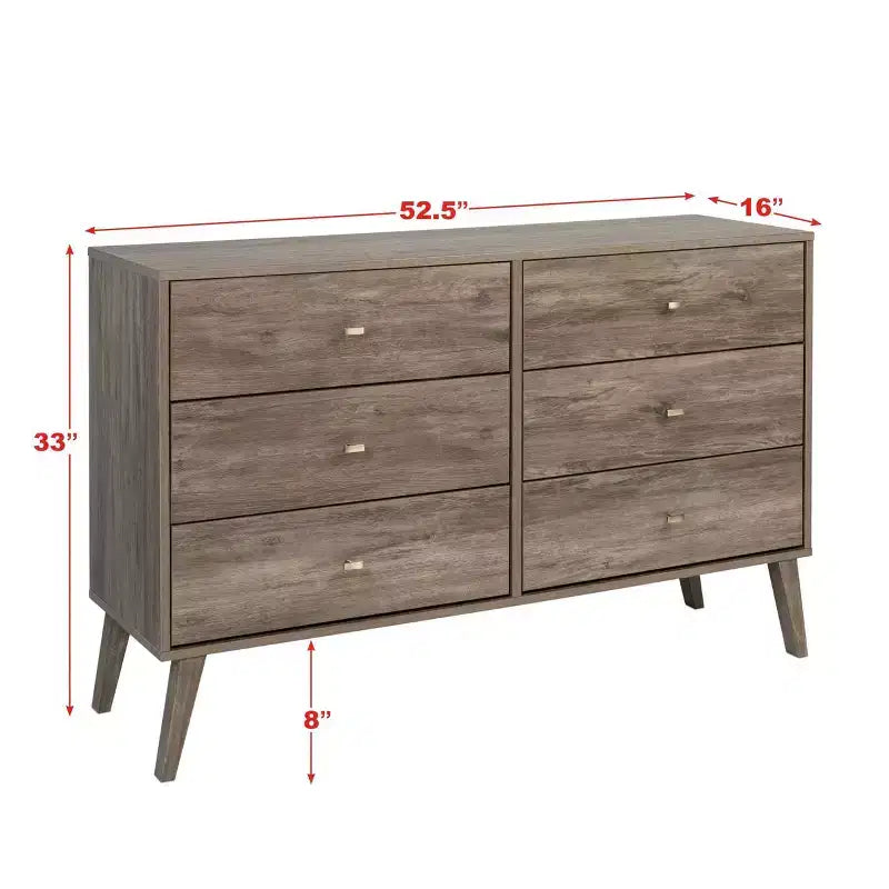 Commode 6 tiroirs Mid Century Modern - Prepac