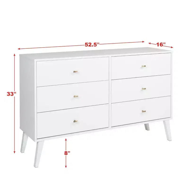 Commode 6 tiroirs Mid Century Modern - Prepac