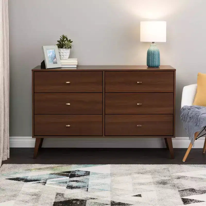 Commode 6 tiroirs Mid Century Modern - Prepac