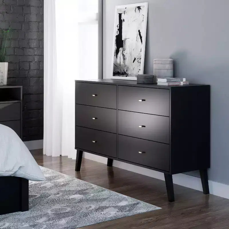 Commode 6 tiroirs Mid Century Modern - Prepac