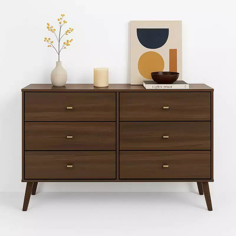 Commode 6 tiroirs Mid Century Modern - Prepac