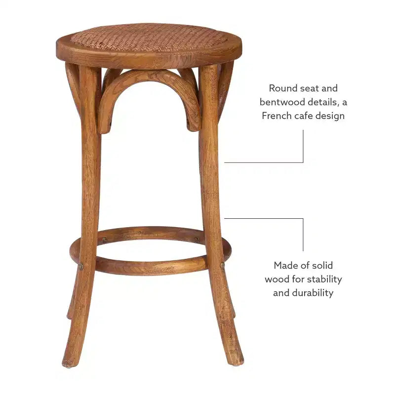 Tabouret de bar Rae Ratten sans dossier, hauteur comptoir - Linon