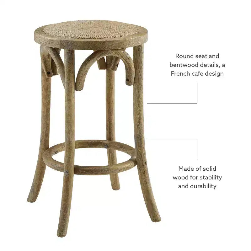 Tabouret de bar Rae Ratten sans dossier, hauteur comptoir - Linon