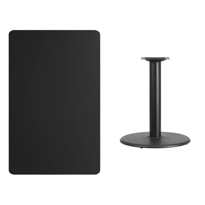 Piano tavolo rettangolare in laminato 30'' x 48'' con base rotonda da 24''