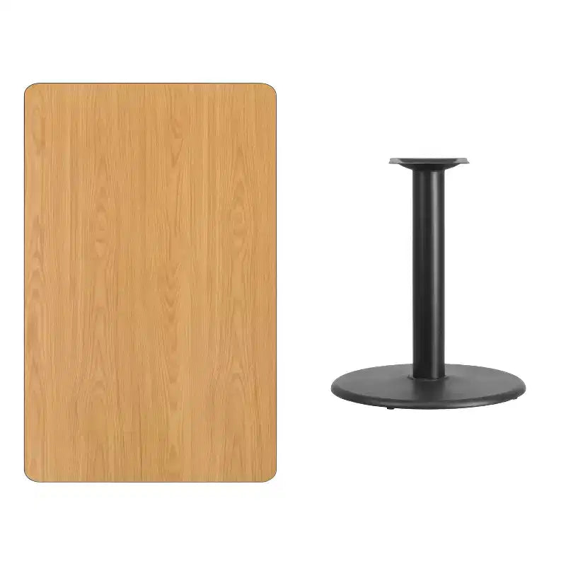 Piano tavolo rettangolare in laminato 30'' x 48'' con base rotonda da 24''